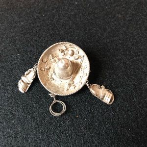 Vintage sterling Sombrero Brooch